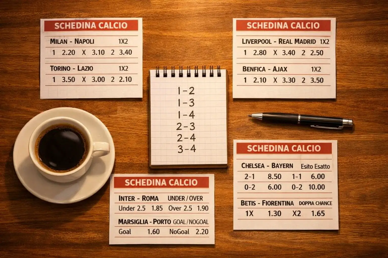 Esempio pratico sistema 4 partite con 1 errore Serie A