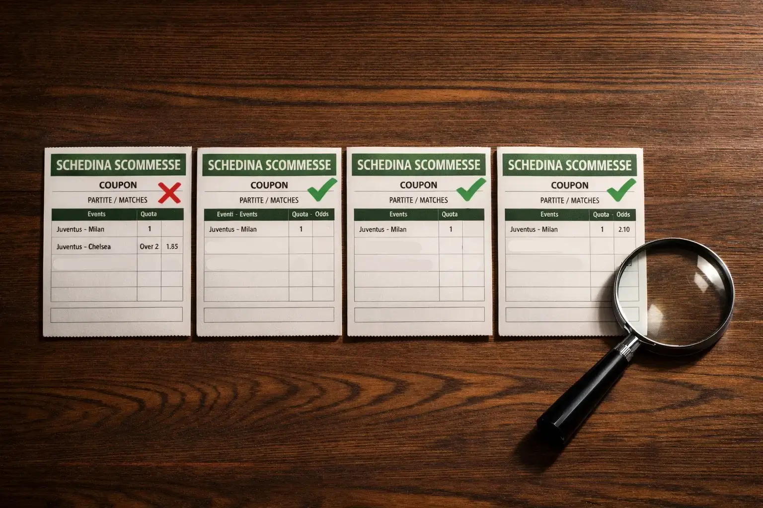 Schema sistema scommesse con un errore tollerato